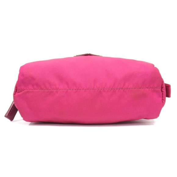 PRADA Prada nylon pouch bag with triangle logo and triangular plate, pink, fo...